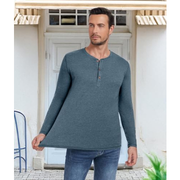 PEGENO Men's Slim Fit Henley T-Shirt for All Occasions