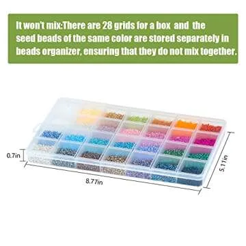 Ybxjges 24000Pcs 2mm Glass Seed Beads Kit, with 28 Colors Small Beads Kit for Girls,Women and Adults,Bracelets, Necklaces,Earring,Jewelry Making Supplies