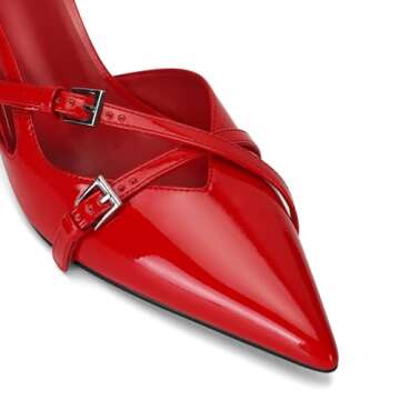 MICIFA Slingback Kitten Heels for Women Pointed Toe Stiletto Heels Slip On Pumps with Buckled Straps Dress Work Heeled Sandals