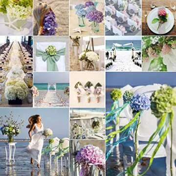 DuHouse Artificial Bigger Silk Hydrangea Flower Heads with Stem Fake White Hydrangea Flowers for Wedding Home Garden Centerpiece Pack of 6