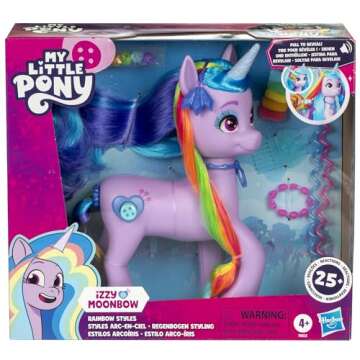My Little Pony: Tell Your Tale Rainbow Styles Izzy Moonbow, Hair Styling Figure with Sounds, 9.5-inc...