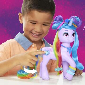 My Little Pony: Tell Your Tale Rainbow Styles Izzy Moonbow, Hair Styling Figure with Sounds, 9.5-inch Unicorn Toys for Girls and Boys Ages 4+