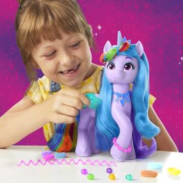 My Little Pony: Tell Your Tale Rainbow Styles Izzy Moonbow, Hair Styling Figure with Sounds, 9.5-inch Unicorn Toys for Girls and Boys Ages 4+