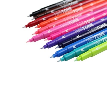 Tombow Twintone Marker Set Bright 12-Pack Double-Sided