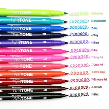 Tombow Twintone Marker Set Bright 12-Pack Double-Sided