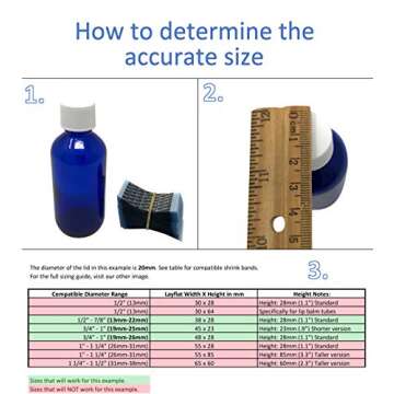 105 x 28 mm Printed Perforated Shrink Band for Cosmetic Jars, Plastic Jars, Spice Jars and More. [Compatible Diameter Range: 2 1/4" - 2 1/2"] - Bundle of 200