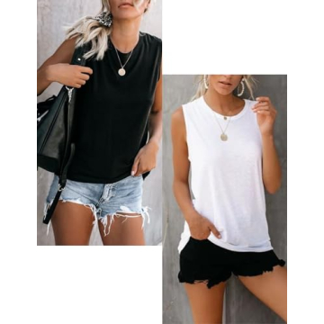 Zeagoo Womens 2024 Tank Tops 2 Pack Comfortable Sleeveless Blouse