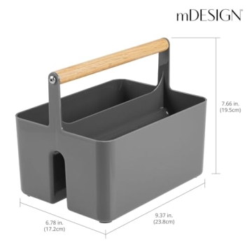 mDesign Shower Caddy with Bamboo Handle for Bathroom and Dorm