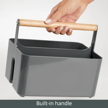 mDesign Shower Caddy with Bamboo Handle for Bathroom and Dorm