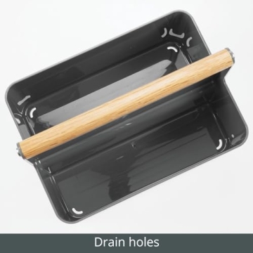 mDesign Shower Caddy with Bamboo Handle for Bathroom and Dorm