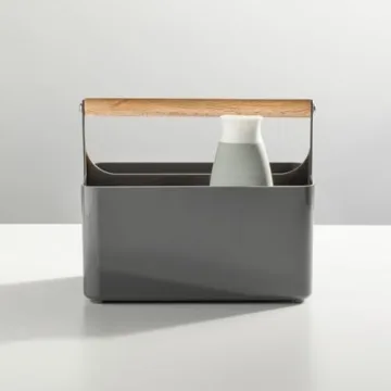 mDesign Shower Caddy with Bamboo Handle for Bathroom and Dorm