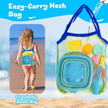 AuntyFey Collapsible Beach Toys Sand Toys for Toddlers 1-3, Beach Toy Sand Toy for Kids Ages 4-8, Collapsible Beach Sand Buckets Toys for Kids, Sandbox Toys for Toddler with Castle Sand Mold Shovel