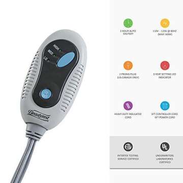 Beautyrest Fleece Electric Blanket Heated Throw Wrap Super Soft Hypoallergenic with Auto Shutoff-3-Setting Controller, 50 x 60 in, Brown