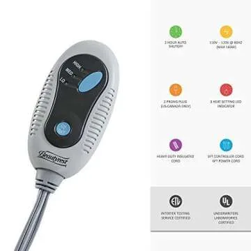 Beautyrest Fleece Electric Blanket Heated Throw Wrap Super Soft Hypoallergenic with Auto Shutoff-3-Setting Controller, 50 x 60 in, Brown