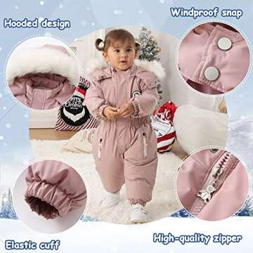 UVIPC Toddler One Piece Snowsuits- Waterproof & Windproof Winter Ski Suits