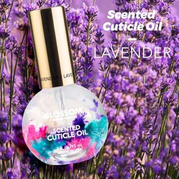 Blossom Cuticle Oil for Nails, Hydrating, Moisturizing, Scented Nail Oil Cuticle Care, Infused with Real Flowers, Made in USA, 0.5 fl. oz, Lavender
