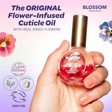 Blossom Cuticle Oil for Nails, Hydrating, Moisturizing, Scented Nail Oil Cuticle Care, Infused with Real Flowers, Made in USA, 0.5 fl. oz, Lavender