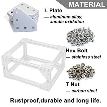 Boeray 10pcs Aluminum T Slot Joining Plates Set for DIY