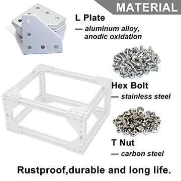 Boeray 10pcs Aluminum T Slot Joining Plates Set for DIY