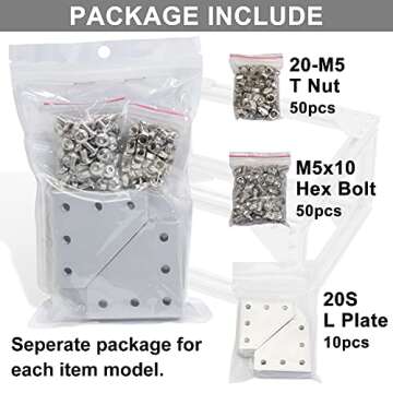 Boeray 10pcs Aluminum T Slot Joining Plates Set for DIY