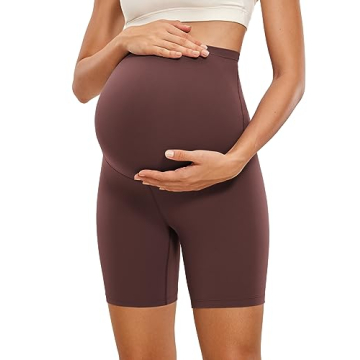 CRZ YOGA Womens Butterluxe Maternity Biker Shorts Over The Belly 6" - Pregnancy Yoga Workout Activew...