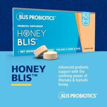 BLIS HoneyBlis Oral Probiotic Throat Lozenges with Soothing Manuka Honey K12 Probiotics (1 Billion C...