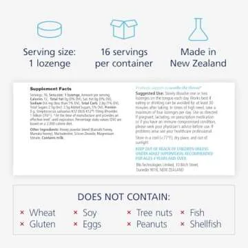 BLIS HoneyBlis Oral Probiotic Throat Lozenges with Soothing Manuka Honey K12 Probiotics (1 Billion Cfu) to Support Immunity & Soothe Sore Throats, 16 Lozenges