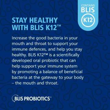BLIS HoneyBlis Oral Probiotic Throat Lozenges with Soothing Manuka Honey K12 Probiotics (1 Billion Cfu) to Support Immunity & Soothe Sore Throats, 16 Lozenges