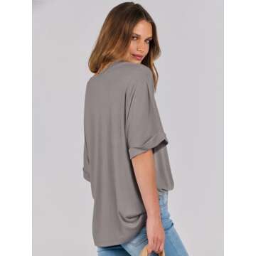 ANRABESS Womens Tops Oversized T Shirts Short Sleeve Crewneck Summer Casual Loose Basic Tee Shirt 2025 Trendy Fashion Clothes Brwon Medium