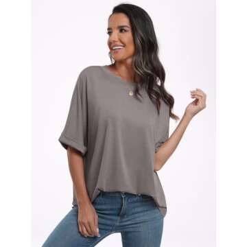ANRABESS Womens Tops Oversized T Shirts Short Sleeve Crewneck Summer Casual Loose Basic Tee Shirt 2025 Trendy Fashion Clothes Brwon Medium