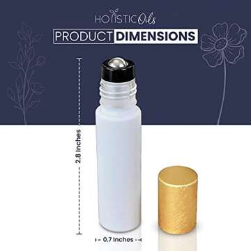 10ml White Essential Oil Roller Bottles – Empty Roll On Glass Leakproof Stainless Steel Roller Bal...