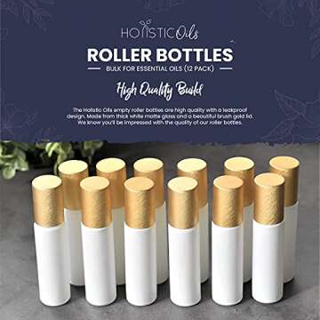 Elegant 10ml Essential Oil Roller Bottles – 12 Pack