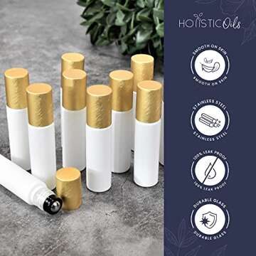 Elegant 10ml Essential Oil Roller Bottles – 12 Pack
