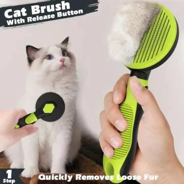 Comotech 3PCS Cat Grooming Kit | Cat Brush | Cat Brushes for indoor Cats | Cat Nail Clipper | Cat Nail Trimmer | Cat Bath Brush | Cat Brush for Shedding - Premium Cat Supplies (Green)
