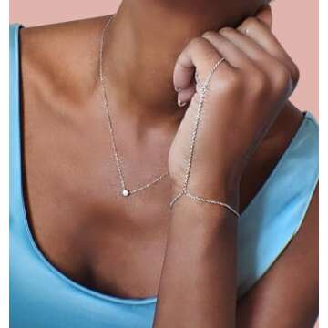 Faire de la Mode Silver Bracelet Ring Hand Chain for 4-9 Ring Sizes – Non-Tarnish & Hypoallergenic...