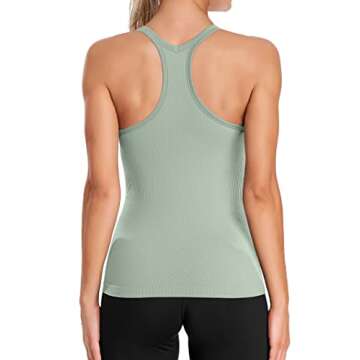 ATTRACO Women Workout Tank Tops Yoga Tops Sleeveless Running Shirts Basic Athletic Top Light Green