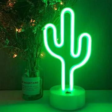 LED Cactus Neon Light for Kids Room & Parties