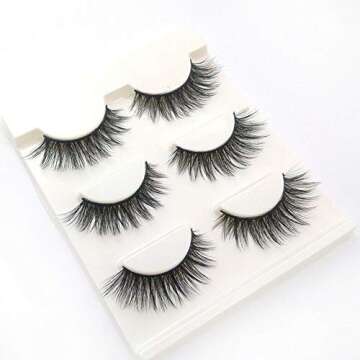 Trcoveric 3D False Eyelashes Extension 3Pairs Makeup Hand-made Dramatic Long Lashes Reusable Cruelty-Free Fake Eyelash