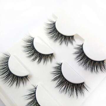 Trcoveric 3D False Eyelashes Extension 3Pairs Makeup Hand-made Dramatic Long Lashes Reusable Cruelty-Free Fake Eyelash