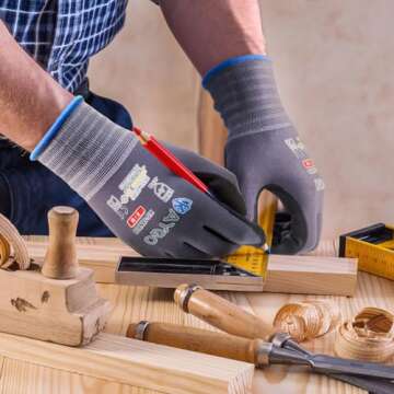 KAYGO Safety Work Gloves MicroFoam Nitrile Coated, 3 Pairs KG18NB,Seamless Knit Nylon Glove for Men and Women, Ideal for Automotive,Warehouse,Construction (Medium,Gray)