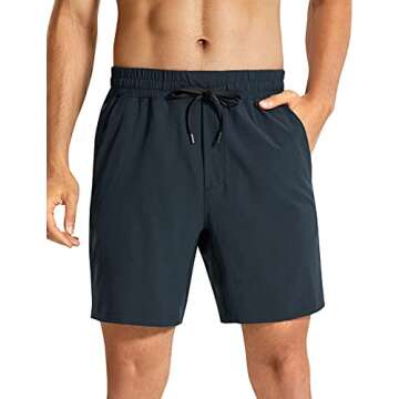 CRZ Yoga Men's Linerless Workout Shorts - 7"/9" Quick Dry Running Sports Athletic Gym Shorts with Po...
