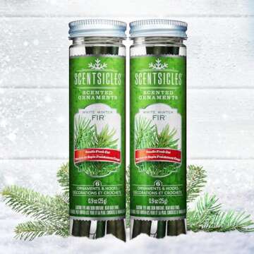 Scentsicles White Winter Fir Scented Christmas Tree Ornaments - 2 Bottles (12 Sticks Total)