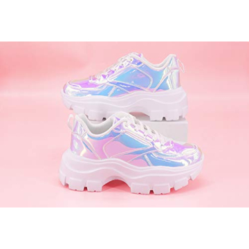 LUCKY STEP Chunky Platform Reflective Sneakers for Women