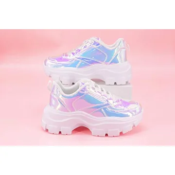 LUCKY STEP Chunky Platform Reflective Sneakers for Women