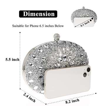 Elegant COAIMANEY Womens Sparkly Rhinestone Glitter Clutch Handbag for Events