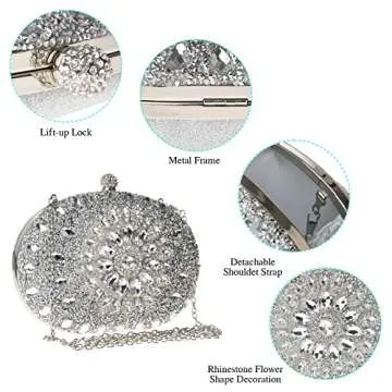 Stylish COAIMANEY Sparkly Rhinestone Evening Handbag