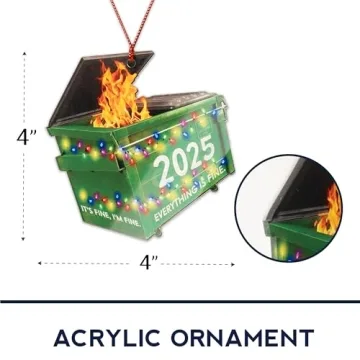 Funny Dumpster Fire Ornament 2025 for Unique Holiday Decor