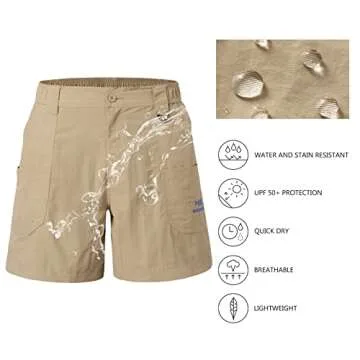 BASSDASH Men's 6" Fishing Shorts UPF 50+ Water Resistant Quick Dry Hiking Cargo Shorts with Multi Pocket