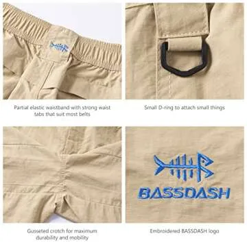 BASSDASH Men's 6" Fishing Shorts UPF 50+ Water Resistant Quick Dry Hiking Cargo Shorts with Multi Pocket