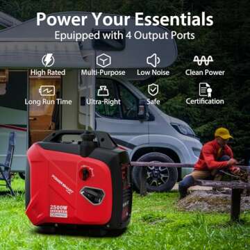 PowerSmart 2500-Watt Gas Powered Portable Inverter Generator, Super Quiet for Camping, Tailgating, Home Emergency Use, EPA Compliant 2024 Version